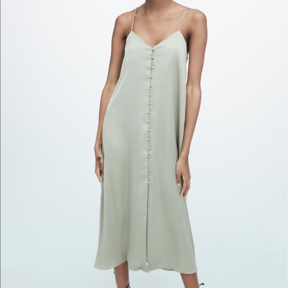 Zara silky button down tank dress
